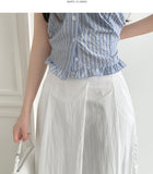 Summer Unbalanced Pintuck A-line Poly Long Skirt