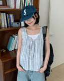 Modio Two-Way Ribbon Stripe Sleeveless Blouse