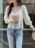 Apieu Smoke Puff Tassel Blouse