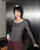 Carat Layered See-Through Tencel U-Neck T-shirt
