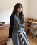 Noi Stripe Raglan Boat Neck Long Sleeve