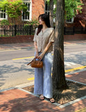 Antho summer cotton wide banding denim pants