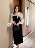 Melage Chiffon Color Matching Tie H-Line One Piece