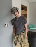Snug slim ribbed short sleeves