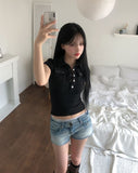 Migo Two-Button Vintage Denim Shorts
