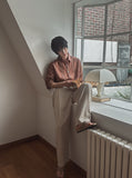 Coz pin tuck half banding wide slacks