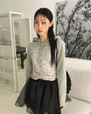 Packing Color Matching Shirring Strap Hooded T-shirt