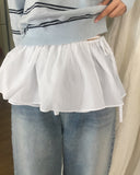 Huli check plain lace wrap skirt