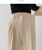 Slacks Flower Two Pintuck Inner Clip Wide Slacks Pants
