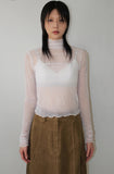 SEE-THROUGH SHIRRING POLA T