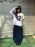 Rashi U-neck One Off-Shoulder Printing Sweatshirt