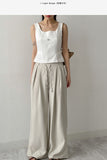 Million Pleated Banding Wide Slacks