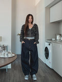 Comp Raw Pintuck Wide Denim Pants