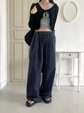 Muskin Banded Pigmented Cotton Wide Pants