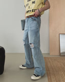Zeno-cut Washed Flare Denim