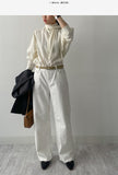 Oxford Cotton Wide Pants