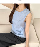 Back Open Rustling Ribbon Sleeveless Blouse