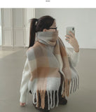 Winter Oversized Couple Check Long Muffler