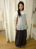Yuhari Check Tiered Bustier Sleeveless Blouse