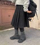 Poje Denim Pleats Brushed Midi Skirt