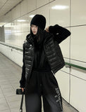 Black tech knit padding jacket