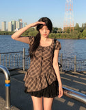 Even Asymmetrical Check Blouse