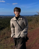 Central Rope High-Neck Knit Zip-Up