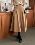 Cashew Nut Pin-Tuck Flared Long Skirt