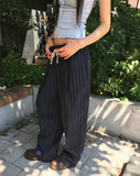 Pookie Linen Stripe Banding Wide Long Pants