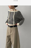 [Tie Set] Striped Boat Neck Knit