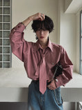 [PREMIUM/MADE] Big collar balloon fade tie shirt