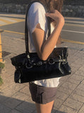Fes Eyelet Buckle Leather Shoulder Bag