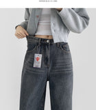Bonding Brushed Wide Fit Banding Denim Pants