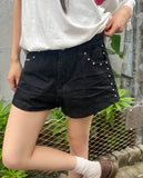 Tiki Rivet Stud Cotton Shorts Short Pants
