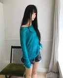 Rubbers One-Shoulder Long-Sleeve Knit