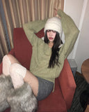 [strap set] Oro string knit round neck wool knit