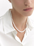 Noailles Silver (C) White Pearl Necklace 8mm