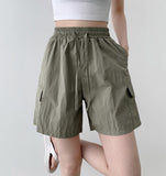 Vacation Beach Summer Banding Cargo Pocket Nylon Shorts