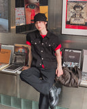 Kelden Cutout Short Sleeve Trucker Shacket