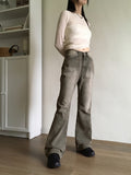 Dockin Vintage Washing Gray Long Bootcut Denim Pants