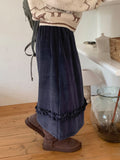 Oleden Velvet Frill Long Skirt