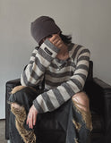 [LAN ARCHIVE] Shoulder Button Stripe Knit