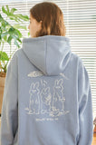 Funky Rabbit Embroidery Brushed Hood