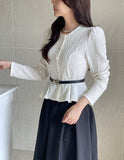 Brett Wrinkle Puff Peplum Jacket Blouse