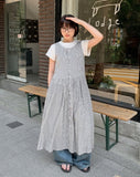 Namiku Round Check Button Sleeveless Long One Piece