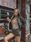 Ekin semi-crop walk hooded jacket