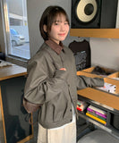 [unisex] Melken Corduroy Color Matching Crop Work Jacket