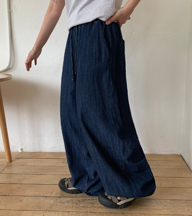 【BAON】Nenbi banding wide denim pants BAON (バオン) - ネンビバンディングワイドデニムパンツ / Nenbi