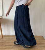 Nenbi banding wide denim pants