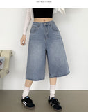 Casual Banding Knee Length Bermuda Denim Shorts